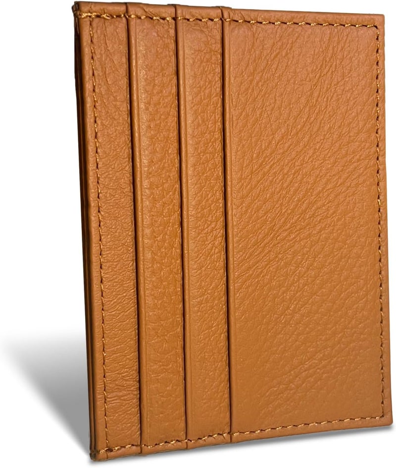 WOXVM Credit Card Holder Wallet RFID Blocking Slim Credit Card Cases Holder Premium Leather Minimalist Front Pocket Small Wallet with 6 Card Slots and 1 Pockets for Men Women (Brown) - Image 1